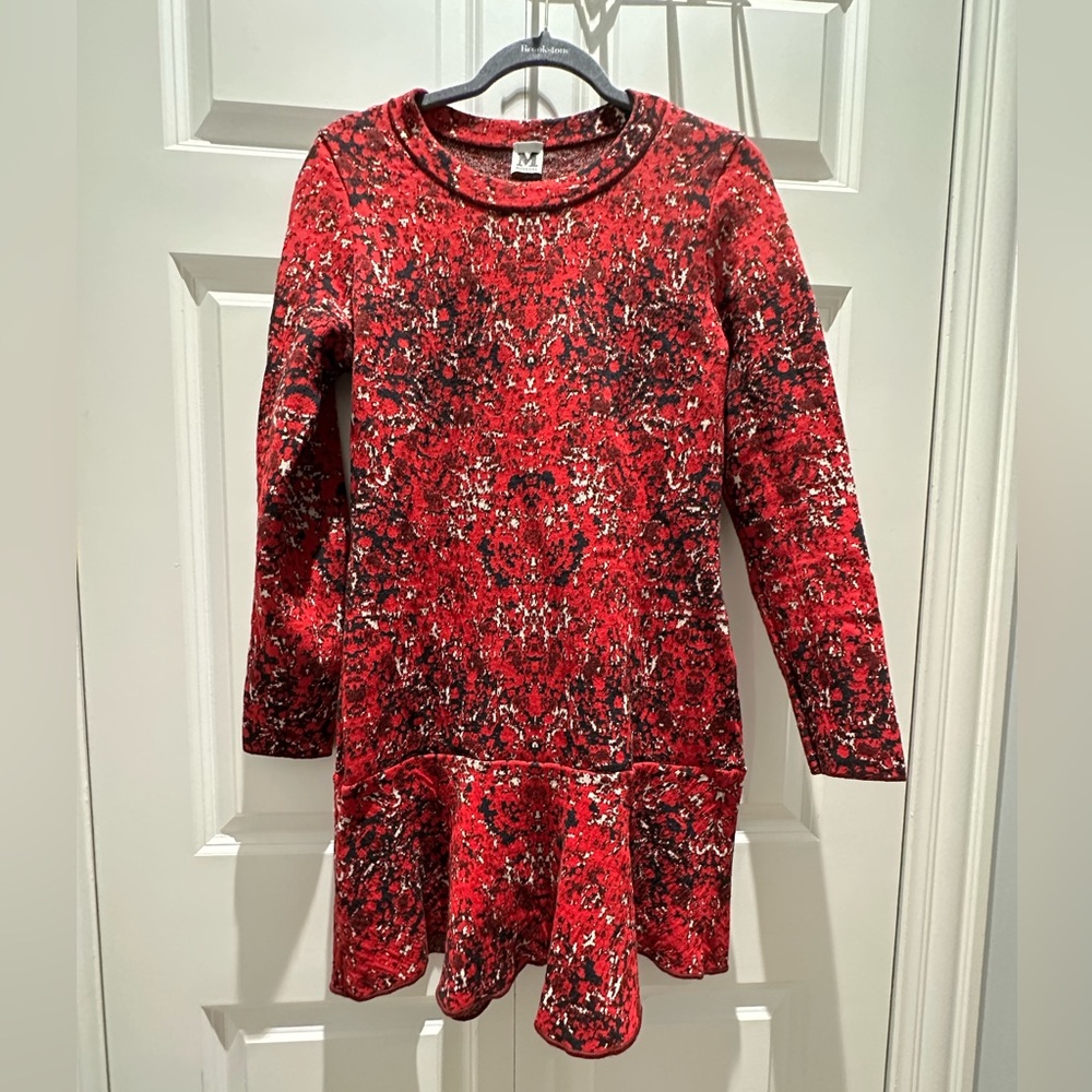 M by Missoni Knit Red Peplum holiday Sweater Dress Small / Medium